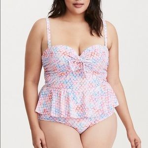 3X Mermaid Peplum Tankini Set